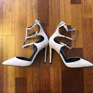 Kendal & Kylie Blush Suede Cage Pumps